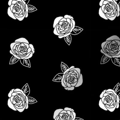 roses fabric // black and white floral design by andrea lauren