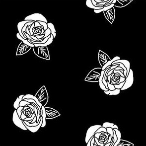 roses fabric // black and white floral design by andrea lauren
