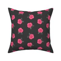 rose fabric // charcoal and pink rose floral fabric rose florals fabric