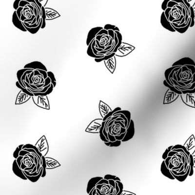 rose fabric // black and white rose florals fabric