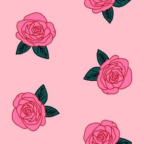 pink rose fabric // pink roses design pink roses fabric florals floral fabric by andrealauren