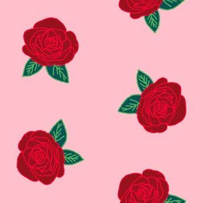 roses // pink and red rose fabric  florals flower design andrea lauren fabric