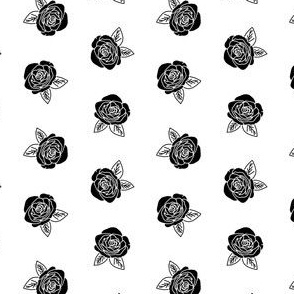 black and white rose fabric // black and white florals fabric roses design by andrea lauren