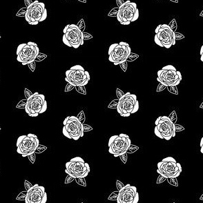 roses fabric // black and white rose fabric smaller scale rose fabric florals flower design