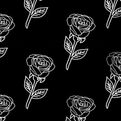 rose fabric // black and white floral rose design by andrea lauren