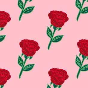 red rose fabric // pink and red rose florals fabric flower design by andrea lauren