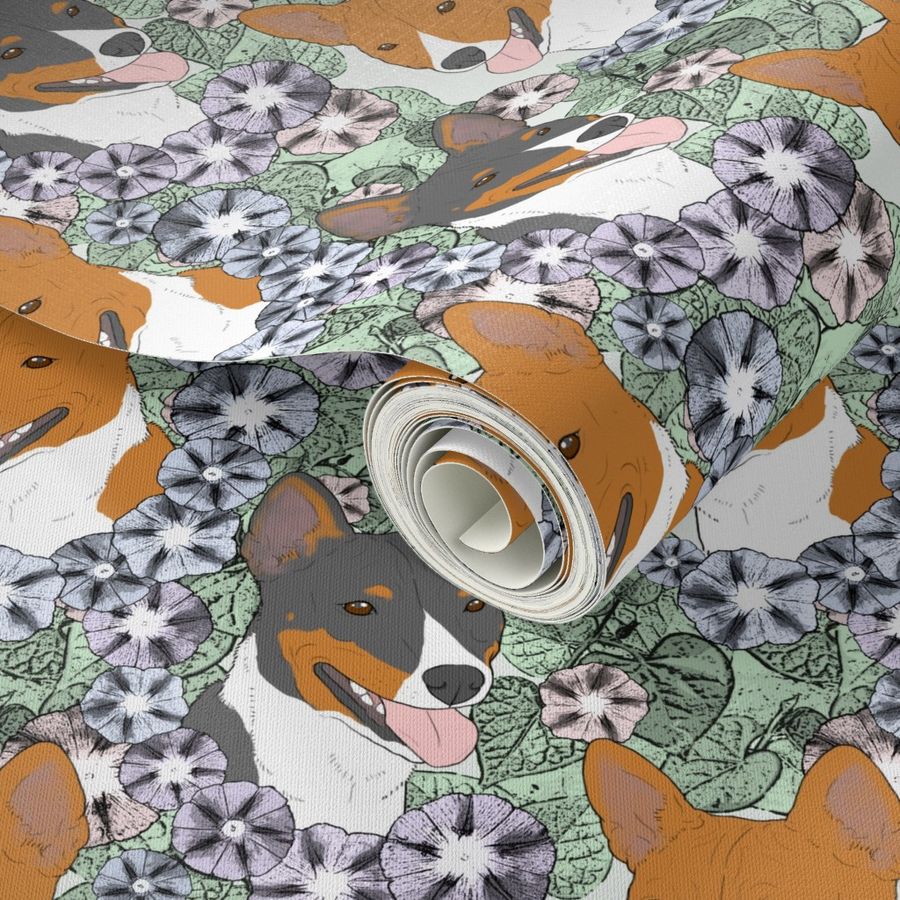 Floral Basenji portraits