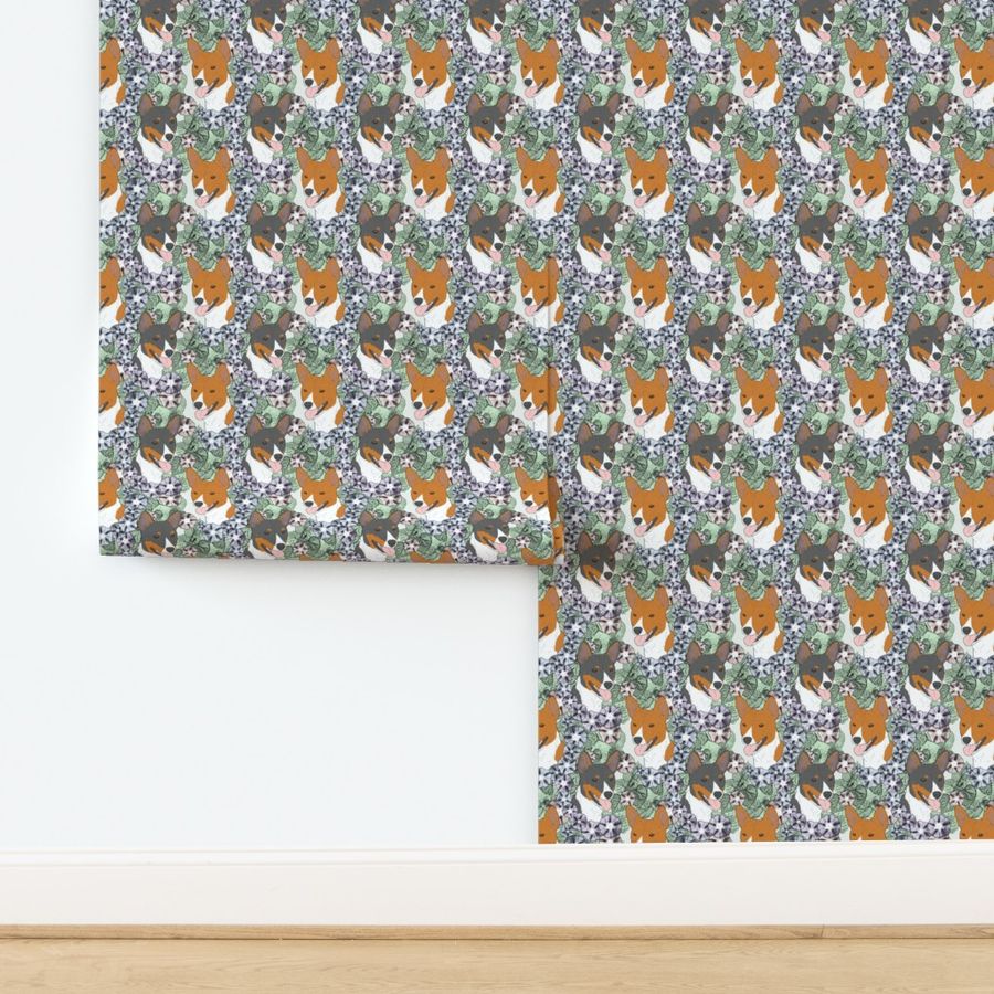 Floral Basenji portraits