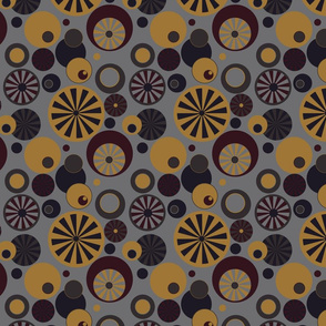 Circle Frenzy - Retro- Grey and Gold
