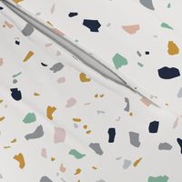 Jumbo - Terrazzo Print  - Navy, Green, Grey, Mustard and Pink (HALF-DROP)