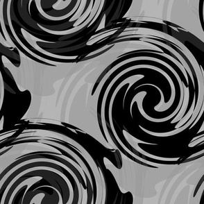  Doodle  Abstract black and gray spiral wave pattern 