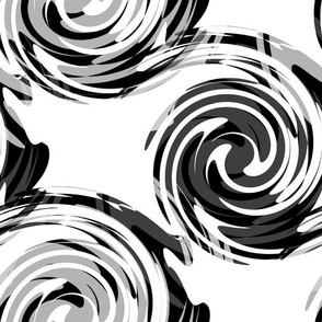 Doodle Abstract whirlpool black and white splash wave