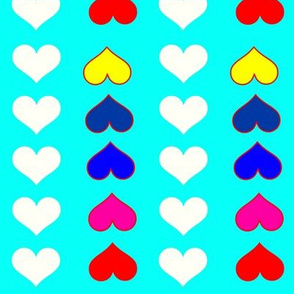 Teal Rainbow Hearts