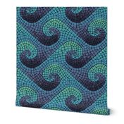 wave mosaic - indigo, blue, aqua, green