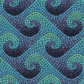 wave mosaic - indigo, blue, aqua, green