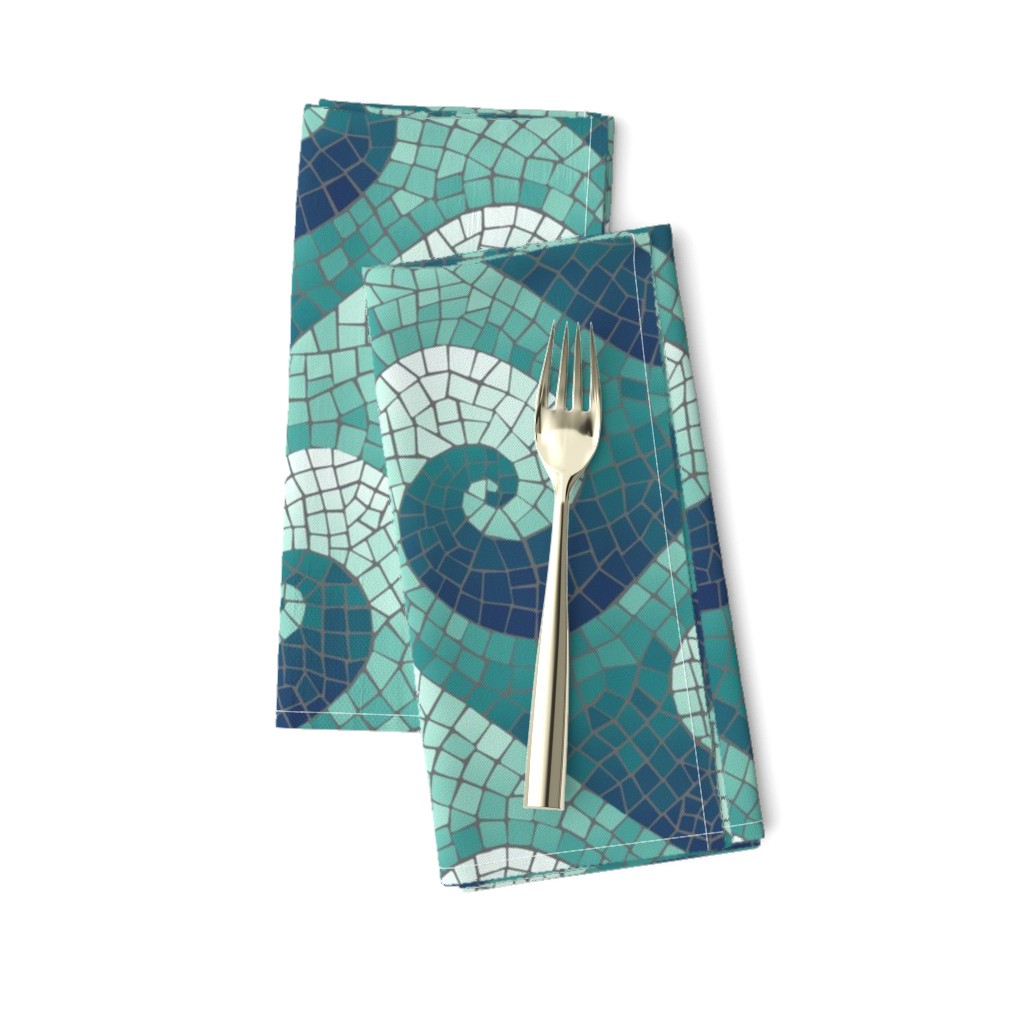 wave mosaic - navy, teal, white