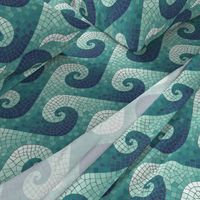 wave mosaic - navy, teal, white