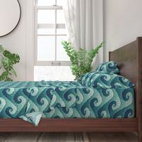 wave mosaic - navy, teal, white