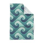 wave mosaic - navy, teal, white