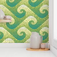 wave mosaic - teal, green, yellow, white