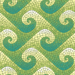 wave mosaic - teal, green, yellow, white