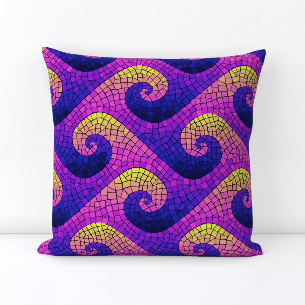 wave mosaic - blue, purple, pink, yellow