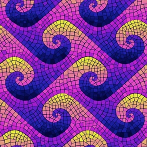 wave mosaic - blue, purple, pink, yellow