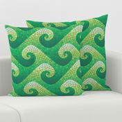 wave mosaic - green waves on brown