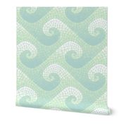 wave mosaic - pale blue, mint and white