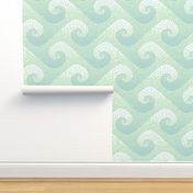 wave mosaic - pale blue, mint and white