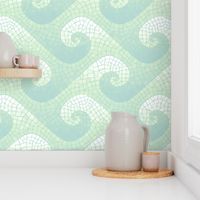 wave mosaic - pale blue, mint and white