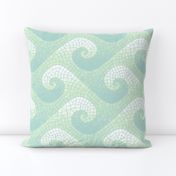 wave mosaic - pale blue, mint and white
