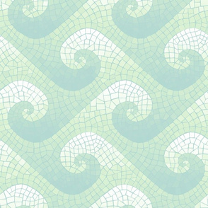 wave mosaic - pale blue, mint and white