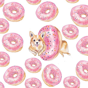 Corgis and Pink Donuts with Sprinkles
