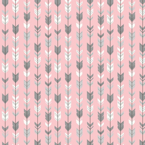 Small Arrow Feathers -  grey and pink 