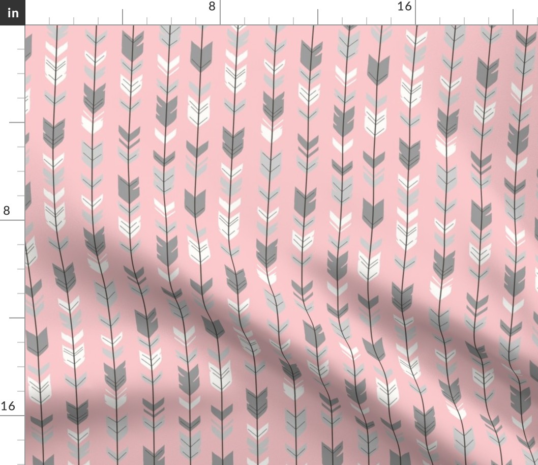 Small Arrow Feathers -  grey and pink 