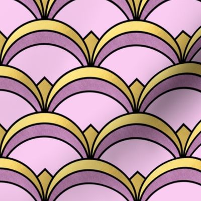 Art Deco Fan Pattern in Purple and Gold