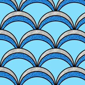 Blue Glitter Art Deco Memermaid Scales Pattern