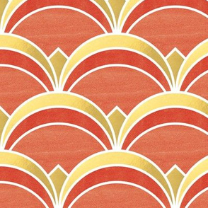 Art Deco Fan Pattern in Gold and Burnt Orange