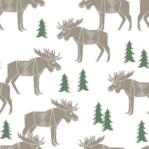 moose fabric // moose nursery baby fabric - brown and green