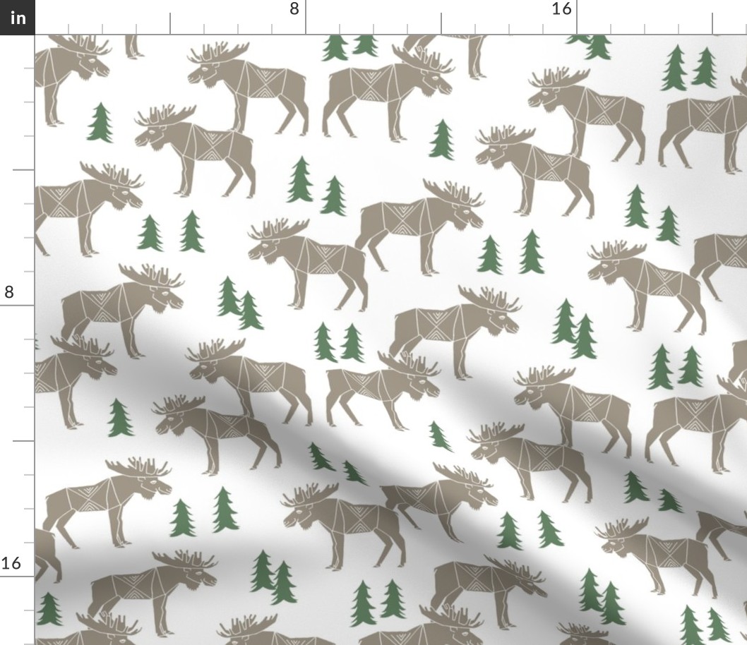 moose fabric // moose nursery baby fabric - brown and green