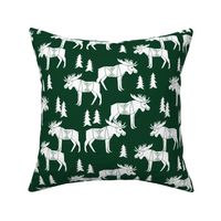 moose fabric // moose nursery baby fabric - hunter green
