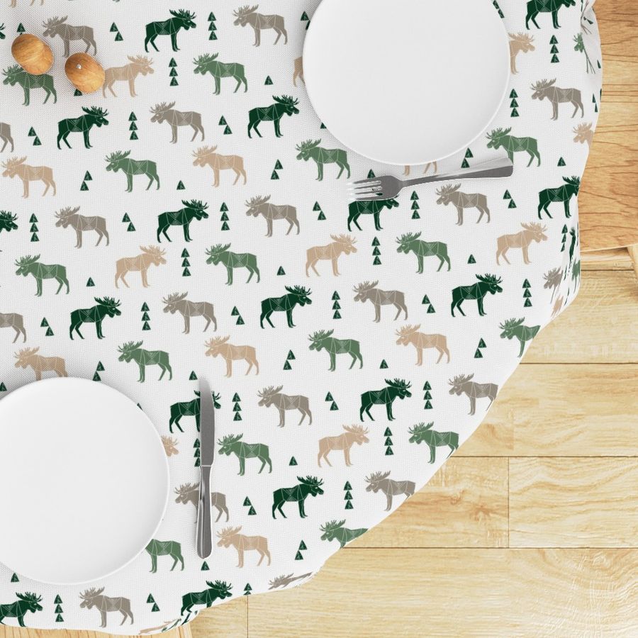 moose fabric // moose nursery baby fabric - hunter green, khaki