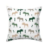 moose fabric // moose nursery baby fabric - hunter green, khaki