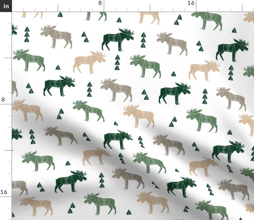 moose fabric // moose nursery baby fabric - hunter green, khaki