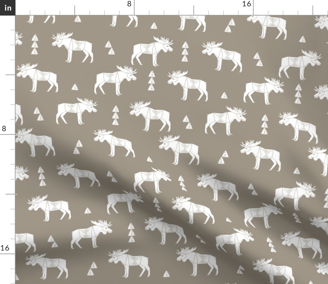 moose fabric // moose nursery baby fabric - medium brown