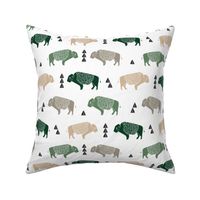 buffalo fabric // nursery baby cabin outdoors fabric print andrea lauren design - hunter green, khaki