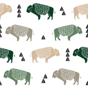 buffalo fabric // nursery baby cabin outdoors fabric print andrea lauren design - hunter green, khaki