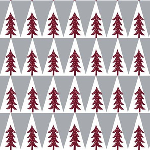 forest trees fabric // trees outdoors camping cabin fir tree fabric - maroon and grey