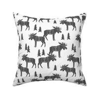 moose fabric // moose nursery baby fabric - charcoal